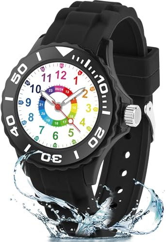GUUMUXIN Orologio Bambino, Orologio Educativo con Lancette per Bambini, Quadrante Multicolore con Scale Chiare, Con Cinturino Morbido, Adatto a Ragazzi e Ragazze dai 5-16, Facile da Leggere e Imparare