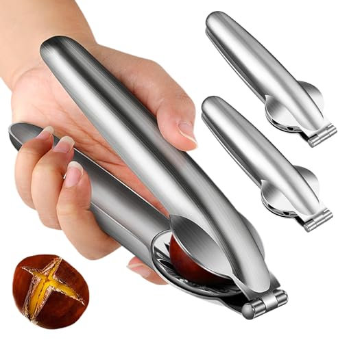 Parthan 2 Stück Maronenzange, Maronischneider, Nussknacker Haselnüsse Kastanien Leicht Offnen, Chestnut Opener, Maronen Schneider, Maroni Schneider, Maronizange, Maronenschneider Küchenutensilien