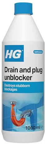 HG Drain and Plug Unblocker – Fast Acting Drain Cleaner for Sinks, Pipes & Shower Traps - 1L