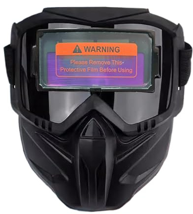 Casco da saldatore con ampia visuale, oscuramento automatico, antiriflesso, con isolamento termico, protezione per gli occhi, copertura completa della testa per automobili, costruzioni e lavori di
