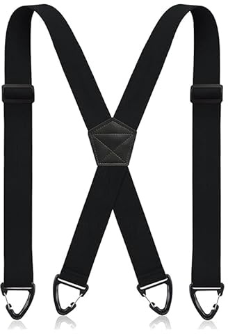 Garegce Braces for Men Trousers, Men's Braces with Very Strong 4 Clips 38 MM Wide Heavy Duty Adjustable Elastic Suspenders, One Size for Men Women Business Wedding Casual - Black