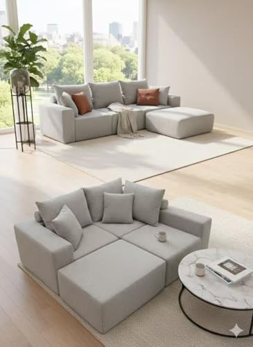 WPHOME YY16 gray Modular Sectional Sofa Bed, 3 seater L-shaped sofa. Modern fabric Corner Sofa for living room, small space friendly. suitable for appartment No assembly required .box packed.