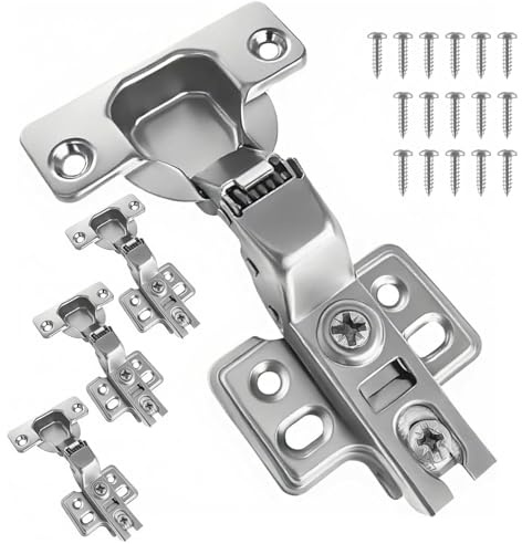 Softclosescharnier Küchenschrankscharniere mit Dämpfung 110 Grad Eckanschlascharnier für Möbel aus 304 Edelstahl, Flugzeugscharnier 35mm Topfscharnier für Möbelrenovierung mit 16 Schrauben(4 Stück)