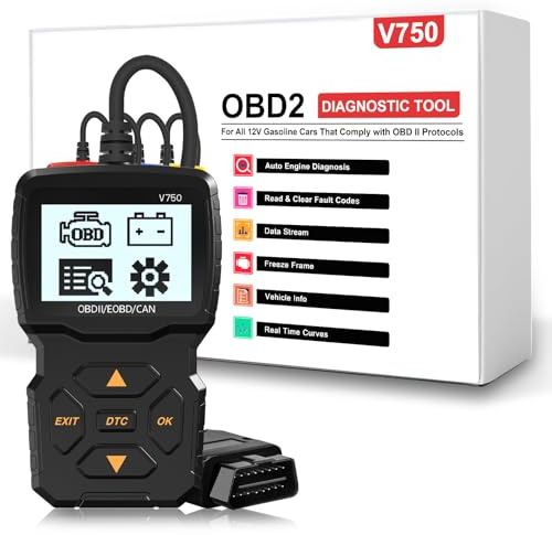 iKiKin Dispositivo de diagnóstico OBD2 para coche, escáner OBD2, escáner de códigos de avería del motor OBD2 con detección de voltaje de definición DTC y monitorización en el protocolo OBDII del coche