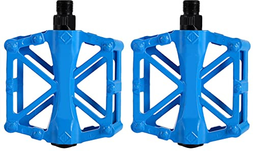 Qqmora Pedales de Aluminio Pedal de Bicicleta de Plataforma Plana Antideslizante Duradero para Carreras de Carretera Ciclismo Recreativo, Colores Brillantes de Alta Resistencia (Blue)
