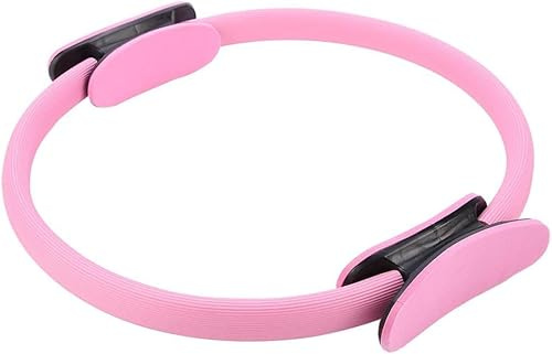 Zenqira Anello per pilates, anello fitness Magic Circle, 3,6 cm, doppia presa, anello di resistenza per cosce e gambe, colore rosa