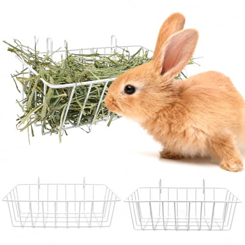 Xygobla 2 Pcs Rabbit Hay Feeder Rack Metal