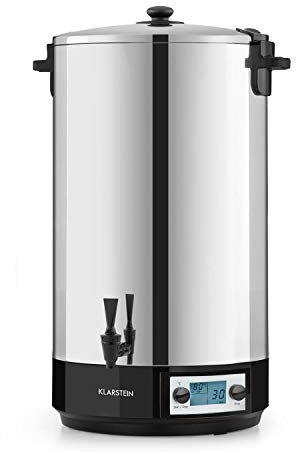 Klarstein KonfiStar 60 Digital Einkochautomat Einkochtopf Einkocher Heißgetränkespender,60 Liter, 2500 Watt, 30-100 °C, Timer, Warmhalte-Funktion,Deckel mit Verschluss, Edelstahl poliert