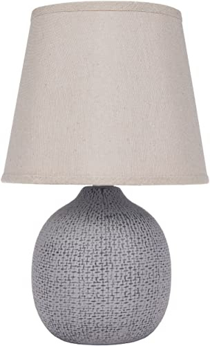BRUBAKER Bord sänglampa – 28,5 cm – brun/beige – keramisk lampfot med struktur – linneskärm beige