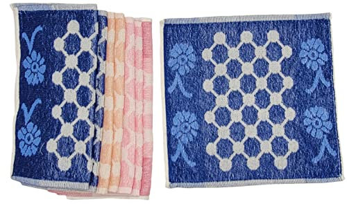 Ilkadim Export 8 Stück Waschlappen 100% Baumwolle, 30 x 30cm, Set farbig gemischt, (Blüte Gitter)