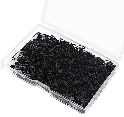 Small Safety Pins, 250 Pcs Black Mini Safety Pin for Clothes Invisible, Hijab, Nappy, Dressmaking and DIY 19mm