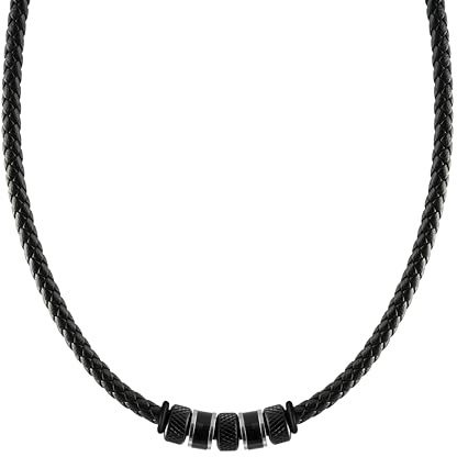 Casisto.Collar de cuero, cadena colgante collares, Negro cordón, Acero inoxidable, Estuche de Regalo de Joyería, para hombre