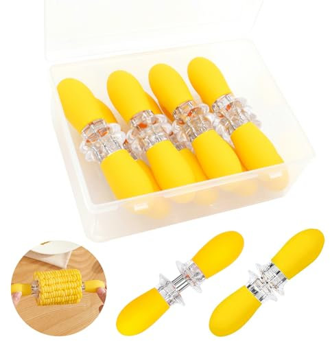 16 Stück/8 Paar gelbe Maiskolbenhalter, PEOUWNES Edelstahl Maiskolben-Halter, Maiskolben-Spieße auf dem Grill, ineinandergreifendes Design, Maisspieße, Gabeln für Zuhause, Kochen, Grillpartys, Camping