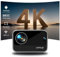 HIPPUS Proyector 4K Soporte,WiFi 6 Bluetooth 5.2,20000 Lúmenes, Full HD 1080P Nativo, Corrección Trapezoidal Eléctrica, Móvil para Cine en Casa con HDMI/USB,Blanco