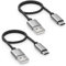 deleyCON USB-C Kabel SET (2 Stück je 0,30m) 30cm Kurz Nylon Ladekabel Datenkabel USB Typ C Metallstecker Laden & Synchronisieren von Handy & Smartphone
