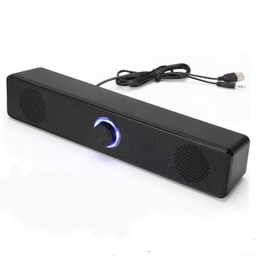 Eawfgtuw Barra de sonido de cine en casa con sonido envolvente con cable e inalámbrico para TV, PC, ordenador portátil, sistema de audio alimentado por USB, diseño delgado, barra de sonido negra de 80