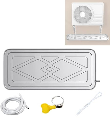 Bandeja De Desagüe De Acero Inoxidable Para Aires Acondicionados, Recipiente Del Evaporador Con Tubo De Drenaje Y Abrazadera, Depósitos Recolectores De Agua Para Bombas De Calor Interior/exterior(200C