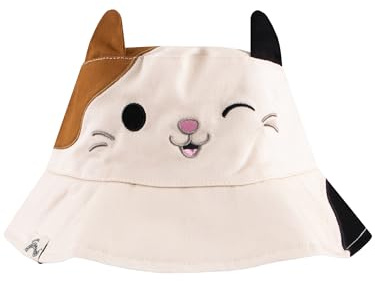 Squishmallows Sonnenhut Kinder wendbarer Fischerhut, Cam The Cat Kinder Bucket Hat, Hut Mädchen, Einheitsgröße, Crème