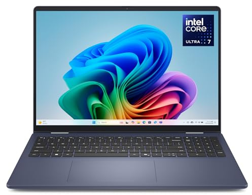 Dell 16 Plus 2-in-1 Copilot+ PC DB06250 16 2.5K Mini-LED HDR600 Touchscreen, Intel Core Ultra 7 Series 2, Intel Arc, 16GB RAM, 1TB SSD, Windows 11 Home, QWERTY Backlit Keyboard, Blue