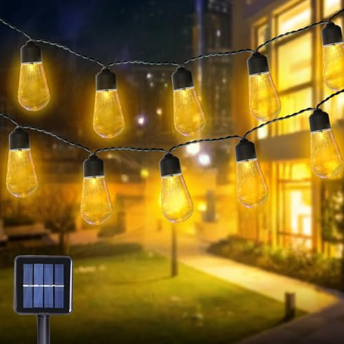 TIANHOO 3M Catena Luci da Esterno Giardino con 10 Lampadine, 8 Modalità LED Catena Luminosa Estern, Luci Stringa Giardino IP44 Impermeabile, LED Luc da Esterno Impermeabile per Patio(3M Bianco caldo)