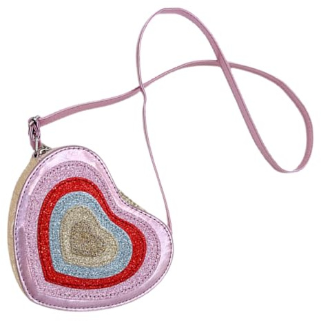 Ipetboom Bolso Bandolera Niña Corazón Dorado Pu Ligero Con Correa Ajustable Bolso Cruzado Infantil Para Uso Diario Tamaño Pequeño