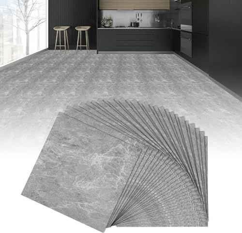 XMTECH PVC-golvbeläggning självhäftande 30 x 30 cm vinylgolv plattor 27 stycken, tjocklek 1,5 mm, vattentät och halkfri, gör-det-själv golvbeläggning för kök, badrum, vardagsrum, arbetsrum, ek