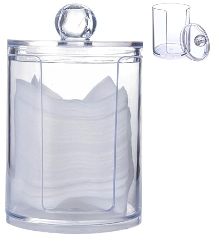 1PC Qtip Holder Dispenser Bagno Trasparente Jar Organizer Custodia in plastica acrilica per batuffoli di cotone, bastoncini di cotone, contenitori per dischetti per trucco (pad organizer) |.Porta-tam