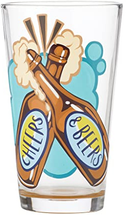 Enesco Designs by Lolita Cheers and Beers - Bicchiere da pinta artigianale dipinto a mano, 473 ml, multicolore