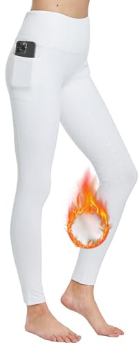FitsT4 Pantaloni da Equitazione Invernali da Donna, Foderati in Pile, con Impugnatura in Silicone, con Tasche
