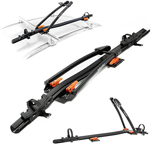 AGURI ACUDA III | Fahrradträger, Fahrrad Dachträger, Universeller Fahrradhalter fürs Autodach; Abschließbar; Belastbarkeit bis 20 kg; Für Dachträger ohne T-Nutenkanal; Konstruktion aus Aluminium; TÜV