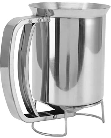 Handy stainless steel pancake dough dispenser, easy pouring for perfect baking cupcakes, muffins and more
