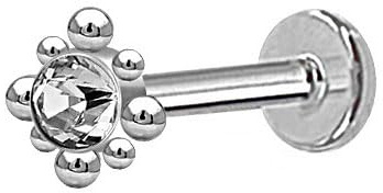 Labret piercing para tragus, helix y cualquier parte de la oreja, tamaño 6mm, palo corto 6mm y grosor estandar 1,2mm, diseño original