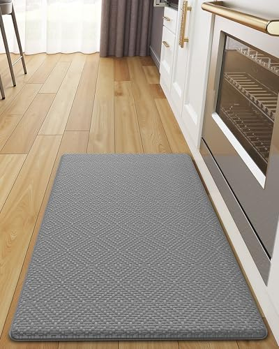 Color&Geometry 44x75 cm Alfombrilla Cocina Lavable Antideslizante, Alfombra vinilica Cocina, antifatiga, Antideslizante, Alfombra de Cocina Acolchada con Espuma para Estar de pie, cómoda, Gris