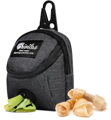 MultiValue Dog Walking Bag, Multifunctional Dog Training Treat Pouch Bag Oxford Cloth Waterproof Dog Food Treat Bag with Built-in Poop Bag Dispenser for Travel Outdoor Training (Black, A)