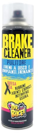 DR. BIKE Pulitore Dischi Freno. Brake Cleaner 500 ml. Pulitore Freni a Disco e impianti frenanti Moto. Difesa da ruggine, intemperie, Usura, Agenti chimici. Forte sgrassatore Freni Spray detergente.
