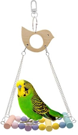 Papageienleiter, Sitzstange, Käfigschaukel für Nymphensittiche | Waldpapagei kauender stehender Barsch - Vogelleitern schwingen Kauspielzeug mit Metallhaken für Sittiche, Papageien, Nymphensittiche