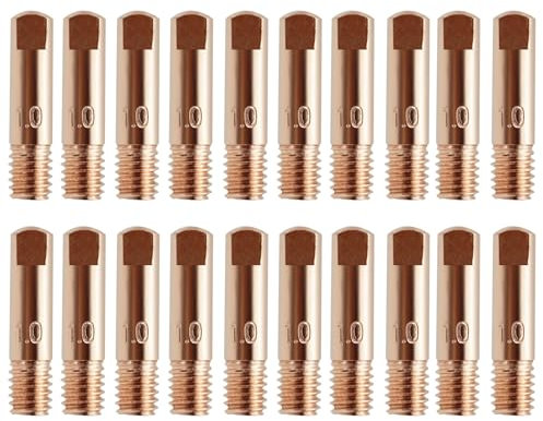 LEIBOCHAO 20Pcs Accessoires de Soudage par Buse, Buses de Soudage MIG, Soudage Torche Pointe de, 1.0mm Embouts de en Cuivre, Soudure Pointe de Tube pour 15AK MIG/MAG Torche de Soudage Consommables