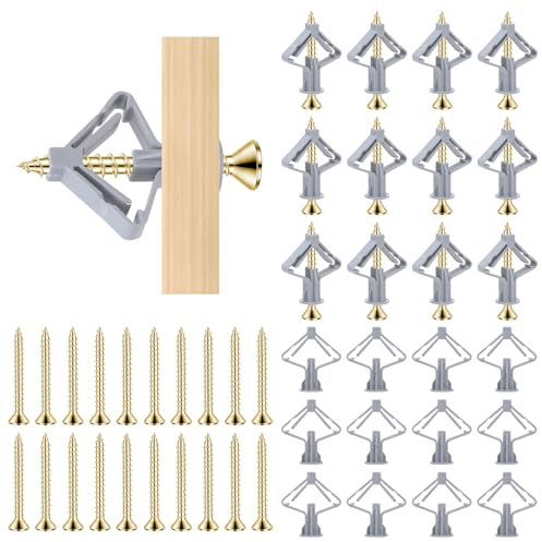QMLING 200 Stück Hohlraumdübel mit Schrauben, Butterfly Spreizdübel, Selbstbohrender Hohlwanddübel, Gipskartondübel Trockenbaudübel für Hohlwand und Gipsfaserplatten