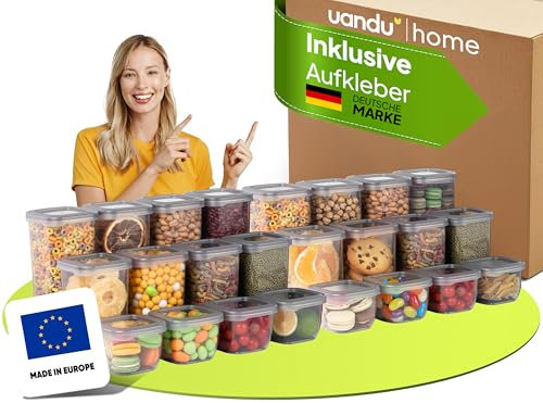 uandu Vorratsdosen mit Deckel Luftdicht | Aufbewahrungsbox Küche | Aufbewahrung & Organisation | Vorratsdosen Set | BPA Frei | Küchen Organizer | 24er Vorratsbehälter Set | Küchenzubehör | Vorratsdose