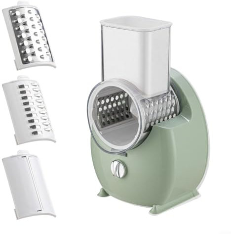 Cortador eléctrico giratorio de verduras 3 en 1, cortador automático, rallador triturado para cocina y preparación de alimentos (verde)
