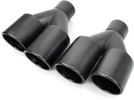 Auto Scarico Per Auto Terminale di scarico doppio Sumsoo, tubo terminale di scarico in acciaio inossidabile laminato a doppia parete, verniciato a polvere nera, saldabile Per Auto Tubo Di Scarico(Left