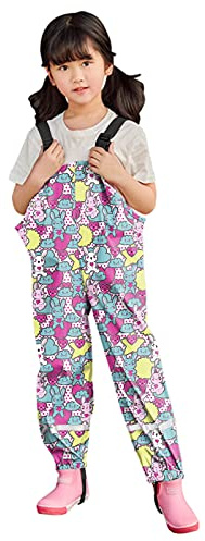 Generisch Pantalones de barro para niños, monocolor, resistentes al viento, unisex, sin forro, traje de lluvia con tirantes, mono impermeable, A7 Multicolor, 120
