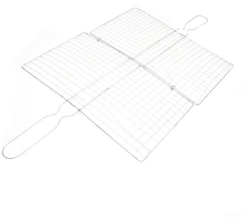 Cestello per grigliare pesce in acciaio inox, perfetto per barbecue carne e verdure con bordi lisci