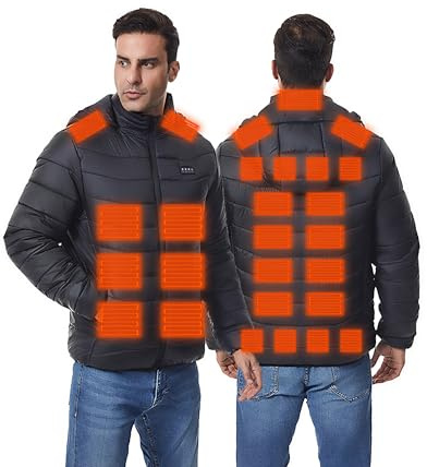 Monave Heated Jacket Men Women 27 Heating Pads 3 Temperature Levels Intelligent button control for Outdoor Workers, Christmas Gifts, Birthday Gifts, Outdoor Sports and Fishing,Excluding Power Bank