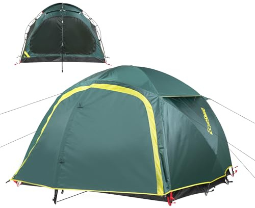EchoSmile Tents for Camping, Waterproof Windproof Tent with Multi-Pole, 3-5 Person Spacious Dome Tent with Expandable Space for Shoes, Packs & Wet Items, Easy Setup Tent for Camping & Hiking-Green