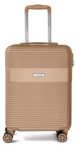 VOYAN Maleta Cabina 55x40x20 Bio, Trolley Rígido ABS Lightweight con Ruedas Dobles 360°, Carcasa Dura Ligera y Cerradura de Seguridad, Equipaje de Mano para Viajes en Avión, Oro