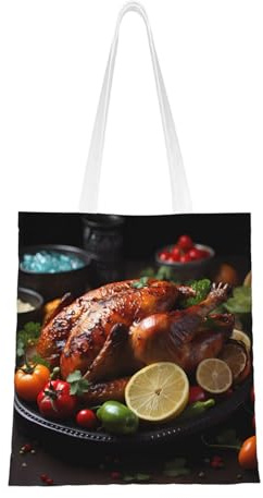 hhbiuuo Tantalizing - Bolsa de lona con estampado de pavo asado para mujer, bolsas de playa reutilizables para comestibles, bonito bolso de compras, para el trabajo, viajes, gimnasio