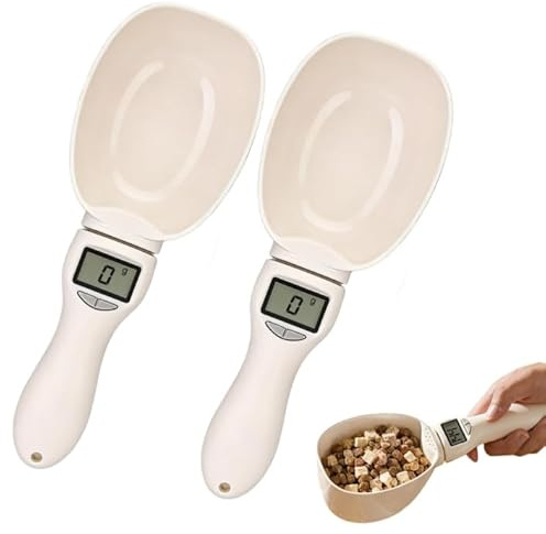 Kayuneed Báscula digital de cocina digital de 0,1 g, 2 unidades, para pequeñas cantidades, capacidad de carga de 800 g, báscula fina para especias, cuchara medidora de comida para perros