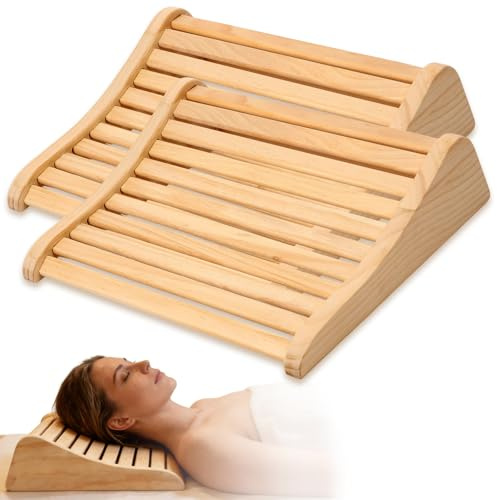 VAVPUP 2 reposacabezas de madera para sauna, diseño ergonómico, 37 x 30 x 9,5 cm, accesorios elegantes y cómodos para sauna, cómodos reposacabezas para hombre y mujer (2 unidades)