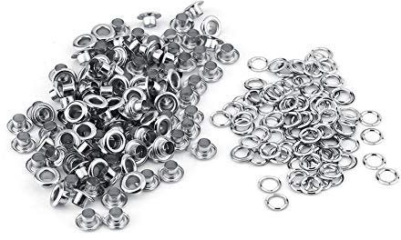 Oeillets 5mm Argent 100 Pièces en Métal avec Rondelles – Kit Rivets pour Cuir, Tissu, Bricolage et Réparation – Accessoires de Mercerie pour Artisanat, Ceintures, Sacs et Loisirs